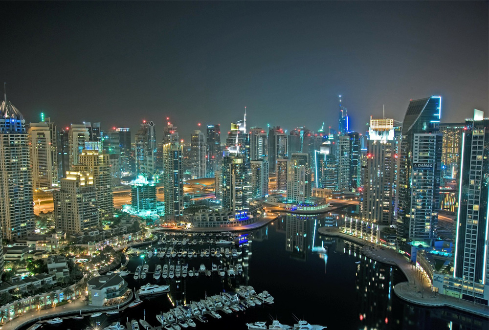 vista Dubái de noche